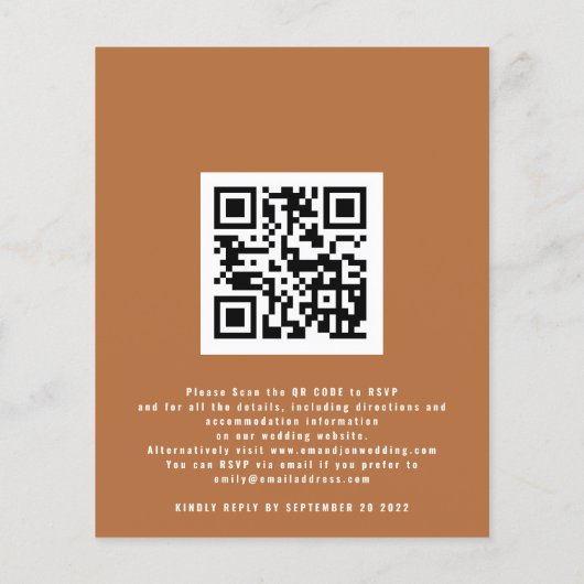 Budget Fall Trees Foto QR Wedding Terracotta (Rückseite)