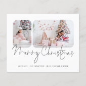 BUDGET-Familie 2 Fotos Script Frohe Weihnachtskart (Vorderseite)