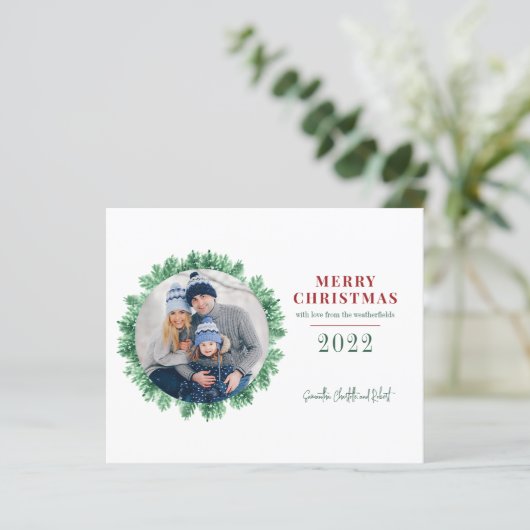 Budget Familien Foto Weihnachten Weihnachtskarte (Stehend Vorderseite)