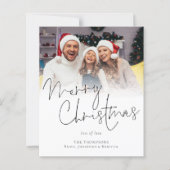 Budget Family Foto Frohe Weihnachts-Script-Karte (Vorderseite)