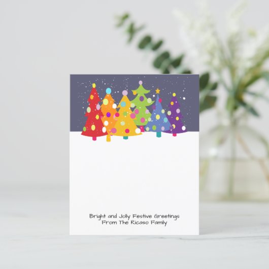 BUDGET farbenfrohe Regenbogenweihnachtskarte (Stehend Vorderseite)