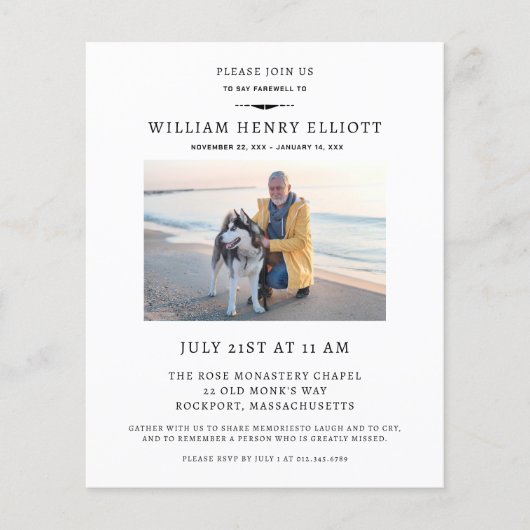 Budget Farewell Foto Beerdigungsdienst (Vorderseite)