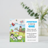 Budget Farm Animals Boy First Birthday Einladung (Stehend Vorderseite)