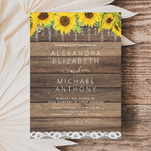 Budget Farmhouse Sonnenblumen Hochzeitseinladung Flyer