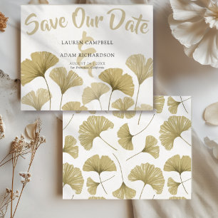 Budget Faux Gold Ginkgo Hochzeit Save the Date