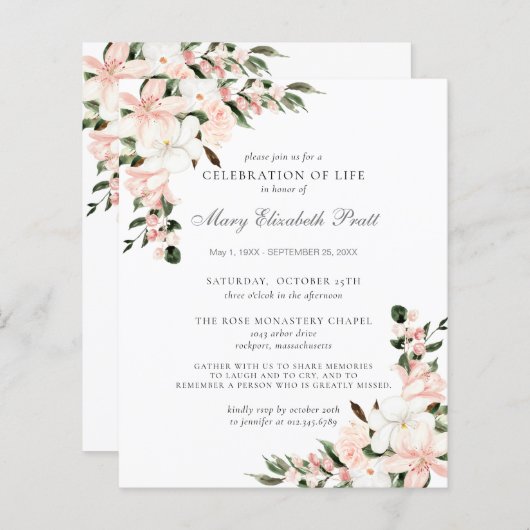 Budget Feier des Lebens Rosa Blumenladen (Vorne/Hinten)