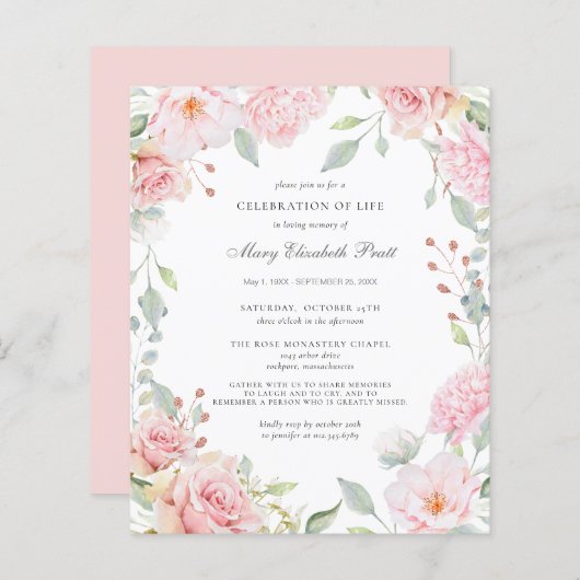 Budget Feier des Lebens Rosa Blumenladen (Vorne/Hinten)