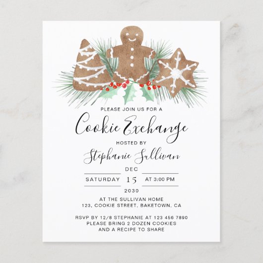 Budget Feiertage Weihnachtskochbörse Einladung (Vorderseite)