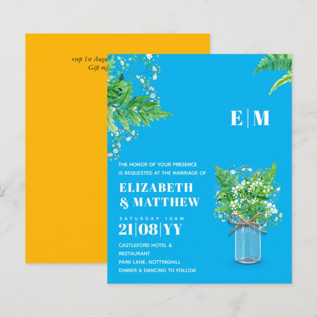 BUDGET Fern green Blätter Wedding Einladung (Vorne/Hinten)