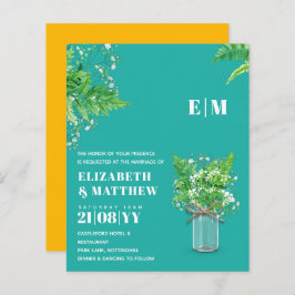 BUDGET Fern green Blätter Wedding Einladung