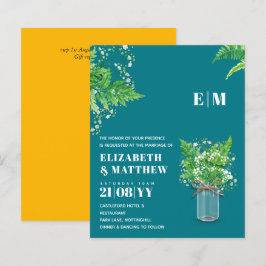BUDGET Fern green Blätter Wedding Einladung