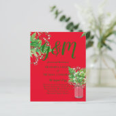 BUDGET Ferns Greenery Red Wedding Einladung (Stehend Vorderseite)