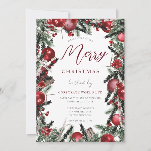 Budget Festbrennender Kranz Weihnachtsfest im Unte Einladung (Vorderseite)