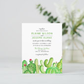 Budget Fiesta Cactus Green Wedding Einladung (Stehend Vorderseite)