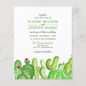 Budget Fiesta Cactus Green Wedding Einladung (Vorderseite)