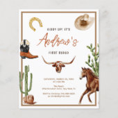 Budget First Rodeo Cowboy Birthday Einladung (Vorderseite)