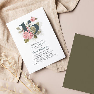 Budget Floral 15. Geburtstag Quinceanera Einladung
