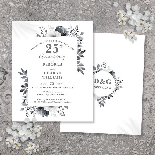 Budget Floral 25. Hochzeitstag Einladung