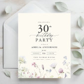 Budget Floral 30. Geburtstag Einladung