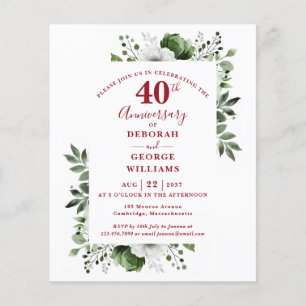 Budget Floral 40. Hochzeitstag Einladung