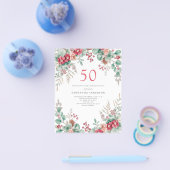 Budget Floral 50. Geburtstag Einladung Flyer (Einzeln)