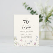 Budget Floral 70. Geburtstag Einladung (Stehend Vorderseite)