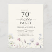 Budget Floral 70. Geburtstag Einladung (Vorderseite)