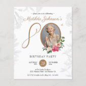 Budget Floral 80. Geburtstagsparty Einladung (Vorderseite)