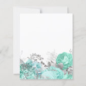 Budget Floral Aqua Silver Script Wedding Invite (Rückseite)