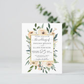 Budget Floral Beige Gold Black Wedding Einladung (Stehend Vorderseite)