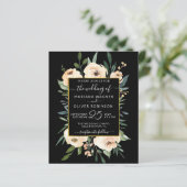 Budget Floral Beige Gold Black Wedding Einladung (Stehend Vorderseite)