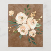 Budget Floral Beige Gold Brown Hochzeit Einladung Flyer (Hinten)