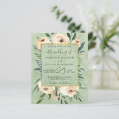 Budget Floral Beige Gold Green Wedding Einladung (Stehend Vorderseite)