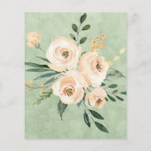 Budget Floral Beige Gold Green Wedding Einladung (Rückseite)