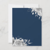 Budget Floral Birthday Party Silver Navy Einladung (Rückseite)