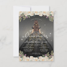 Budget Floral Black Gold Princess Quinceanera