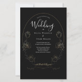 Budget Floral Black Gothic Hochzeitseinladung (Vorderseite)
