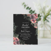 Budget Floral Black Pink Bridal Dusche Einladung (Stehend Vorderseite)