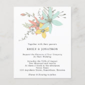 Budget Floral Blätter Aquamarin Coral Wedding Einl (Vorderseite)