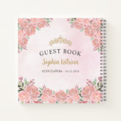 Budget Floral Blink Pink Quinceanera Gästebuch Notizblock (Rückseite)