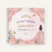 Budget Floral Blink Pink Quinceanera Gästebuch Notizblock (Vorderseite)