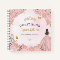 Budget Floral Blink Pink Quinceanera Gästebuch