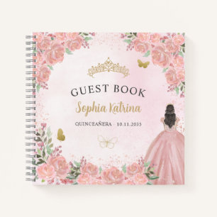 Budget Floral Blink Pink Quinceanera Gästebuch Notizblock