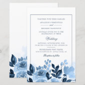 Budget Floral Blue Watercolor Script Hochzeit (Vorne/Hinten)