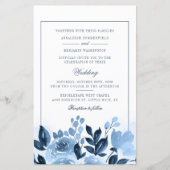 Budget Floral Blue Watercolor Script Hochzeit (Vorderseite)