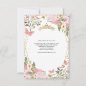 Budget Floral Blush Gold Tiara Quinceañera Einladu Mitteilungskarte (Rückseite)