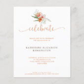 Budget Floral Boho Arch Abschluss Einladung (Rückseite)