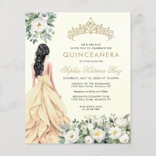 Budget Floral Botanic Gold Prinzessin Quinceañera