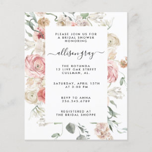 Budget Floral Bridal Einladung Annabeth Flyer