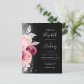 Budget Floral Burgundy Blush Silver Black Wedding (Stehend Vorderseite)